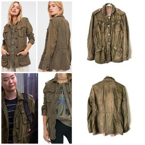 Free People Jacket XS Olive w Rare Pink cast Not Your Brother Surplus Wendy Shin
